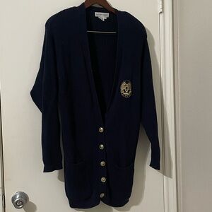 Elegant Navy Cardigan with Gold Buttons